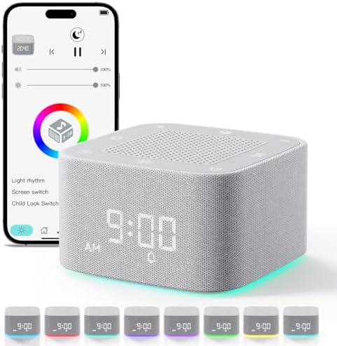Augnner Sound Machine Alarm Clock with 32 Sleep Sounds and Night Light