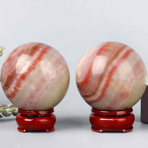 Natural Colorful Jade Crystal Sphere with Wooden Stand