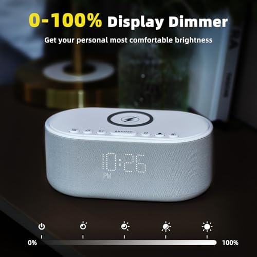 Odokee Sound Machine Alarm Clock with 10W Wireless Charger