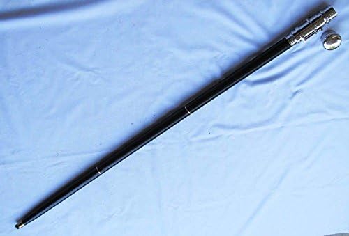 Collectible Black Wooden Cane with Chrome Handle 38 Inches Long