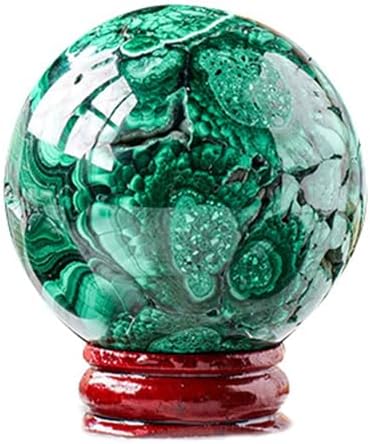 Natural Malachite Crystal Healing Sphere with Stand