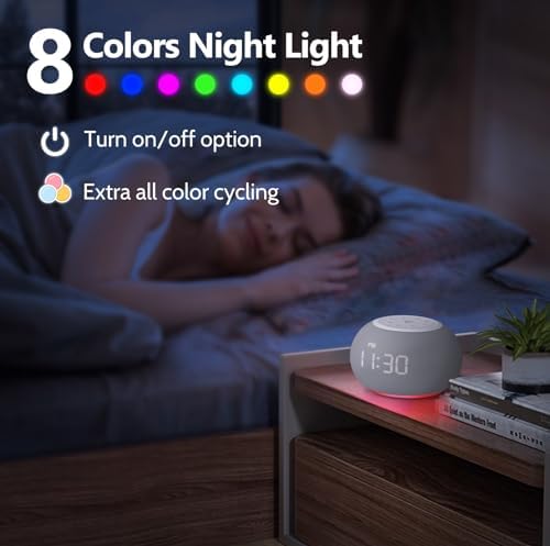 Reacher Auto-Dimmable Sound Machine Alarm Clock with Night Light
