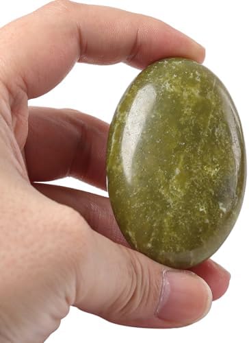 Loveliome Natural Green Jade Oval Worry Stones