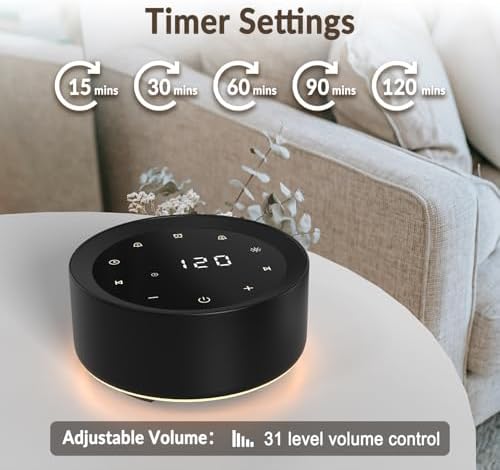 White Noise Sound Machine with Alarm Clock and Night Light