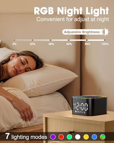 Alampan White Noise Machine with Alarm Clock and RGB Night Light