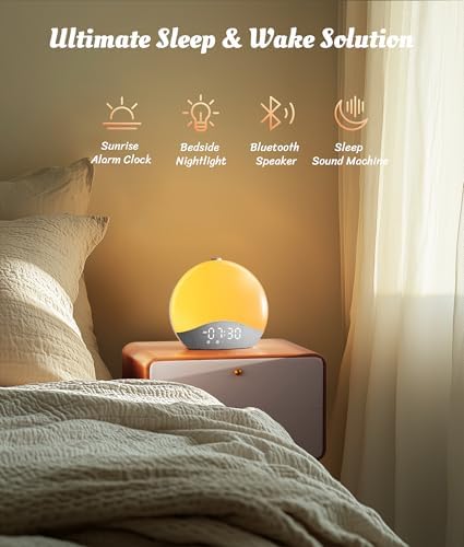 Ecozy Sunrise Alarm Clock with 26 Sounds and 17 Night Lights