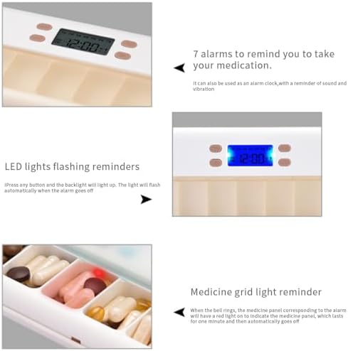Smart Pill Organizer with 7 Alarms and LED Flash