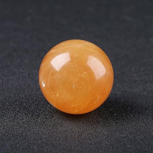 Yellow Calcite Quartz Crystal Sphere with Wooden Stand 9cm