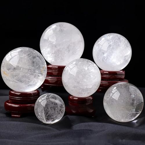 Clear Quartz Crystal Ball with Stand 7cm Natural White Stone Sphere