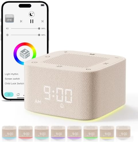 Augnner Sound Machine Alarm Clock with 32 Sounds and 8 Night Lights