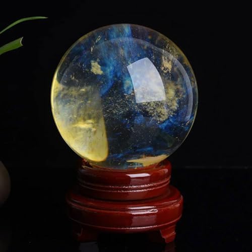 Yellow Obsidian Ball with Stand for Meditation and Feng Shui