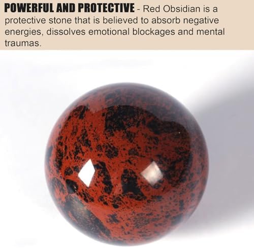 Red Obsidian Sphere with Stand for Feng Shui and Meditation