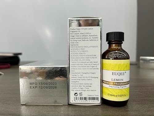 EUQEE Lemon Essential Oil 202 Fl Oz with Glass Dropper