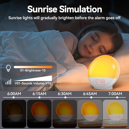 RICIAL Sunrise Alarm Clock with Light Therapy and White Noise