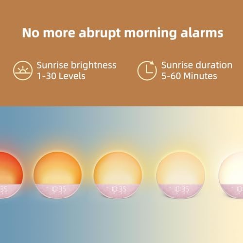 Odokee Sunrise Alarm Clock with White Noise and Bluetooth Speaker