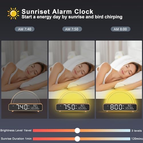 Sunrise Alarm Clock with 13 Soothing Sounds and Gentle Light