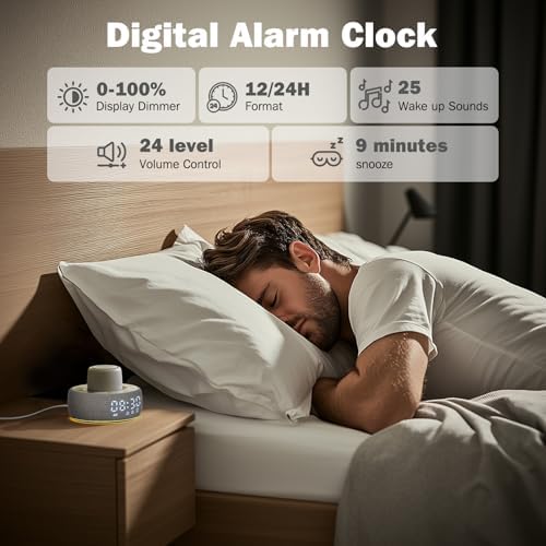 Paussion White Noise Machine with Smart Alarm Clock