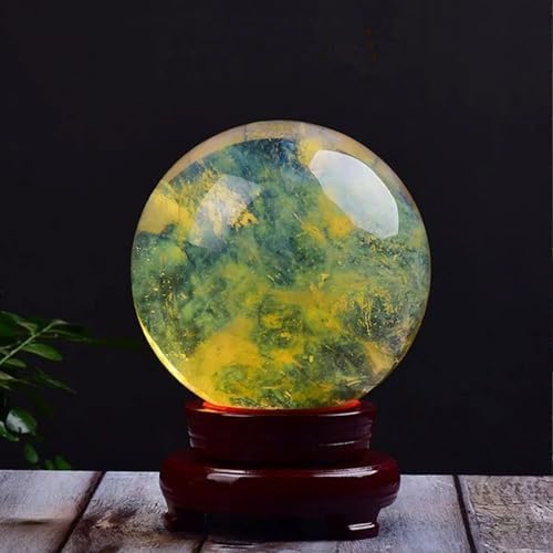 Natural Healing Crystal Sphere Ball with Stand Yellow Melting Quartz Stones 80mm