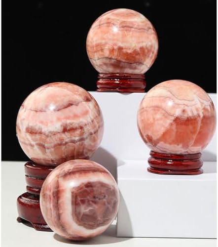 Natural Rhodochrosite Crystal Ball with Stand - Healing Gemstones for Feng Shui