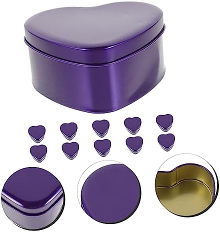 10Pcs Purple Heart Shaped Candy Box Wedding Favor Container Durable Tinplate