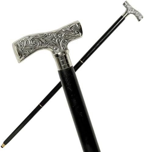 LURAFTO Walking Cane for Men 36 Inch Silver Handle Canes