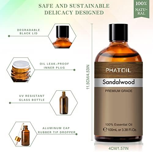PHATOIL 100ML Sandalwood Essential Oil Pure for Aromatherapy