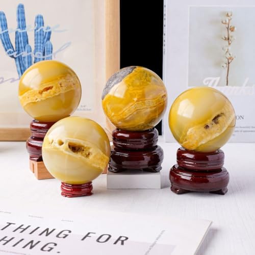 Natural Yellow Crystal Geode Sphere with Stand 60mm