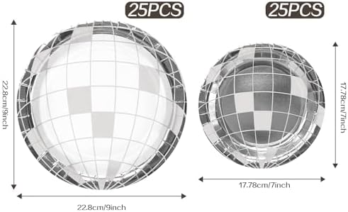 LeZakaa 50Pcs Disco Ball Paper Plates Set