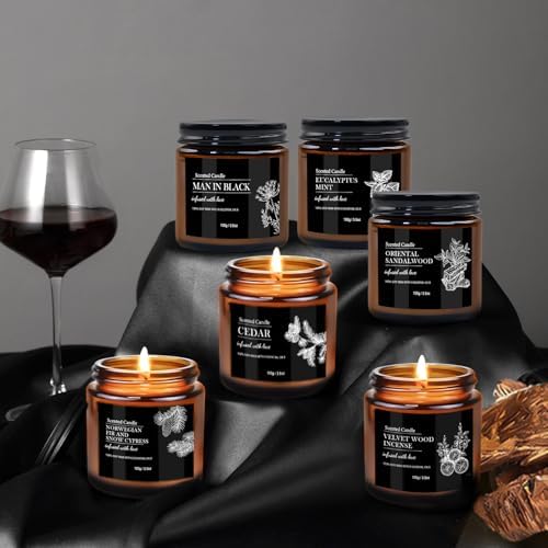 Men Scented Candle Set - 6 Pack Aromatherapy Candles for Home