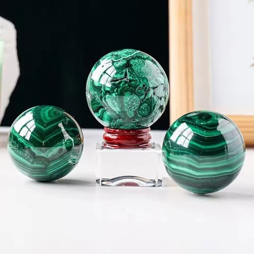 Natural Malachite Crystal Healing Sphere with Stand