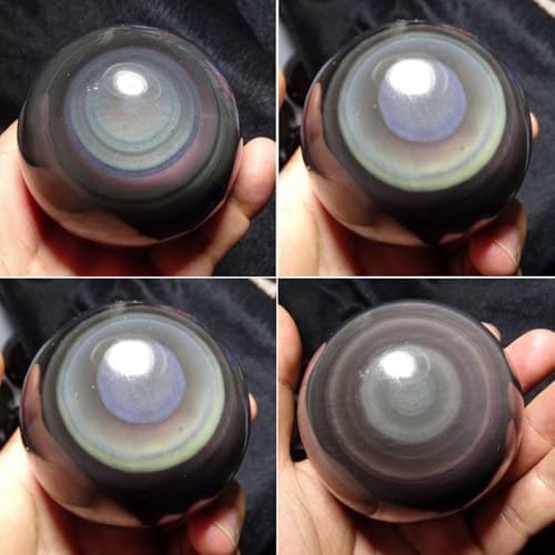 Natural Rainbow Eye Obsidian Crystal Sphere with Stand