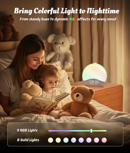 Ecozy Sunrise Alarm Clock with 26 Sounds and 17 Night Lights