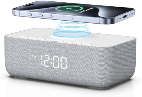 REACHER 15W Fast Wireless Charging Alarm Clock with White Noise Machine