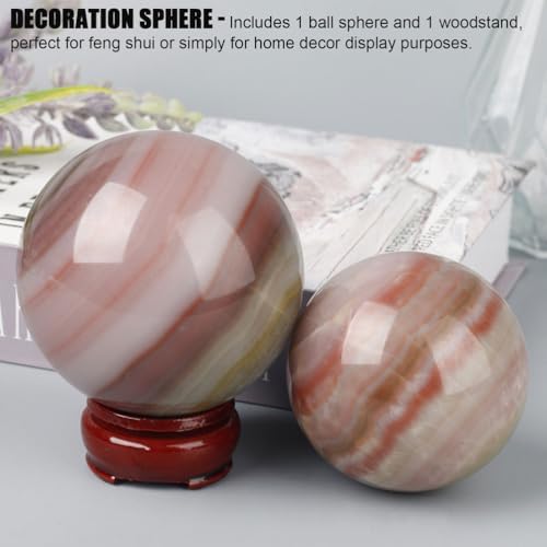 Natural Colorful Jade Crystal Sphere with Wooden Stand