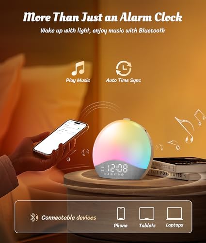 Ecozy Sunrise Alarm Clock with 26 Sounds and 17 Night Lights
