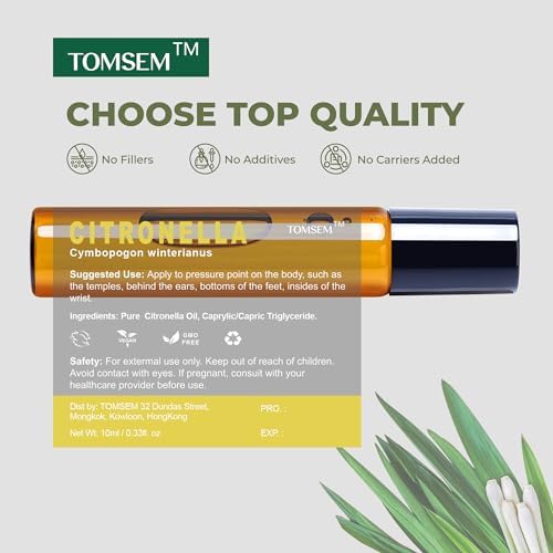 French Citronella Essential Oil Roll-On - 10ml Aromatherapy Bottle