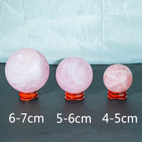 Pink Crystal Ball with Wood Stand for Love and Energy Healing
