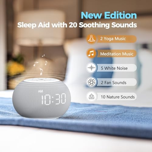 Reacher Auto-Dimmable Sound Machine Alarm Clock with Night Light