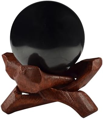 Shungite Stone Sphere 40mm with Stand for Feng Shui Healing