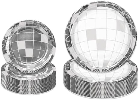 LeZakaa 50Pcs Disco Ball Paper Plates Set