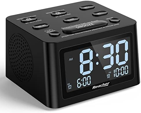 REACHER Dual Alarm Clock with Sleep Sound Machine and USB Charger