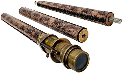 Antique Compass Telescope Walking Stick Cane