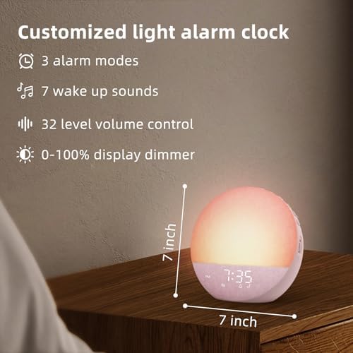 Odokee Sunrise Alarm Clock with White Noise and Bluetooth Speaker