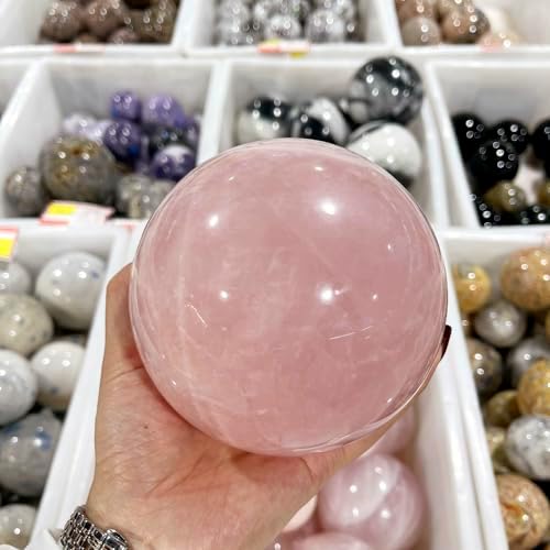 Pink Crystal Ball with Wood Stand for Love and Energy Healing
