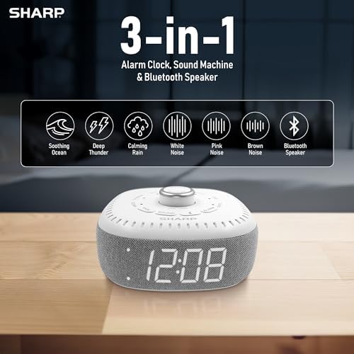 Sharp Sound Machine Alarm Clock with Bluetooth Speaker
