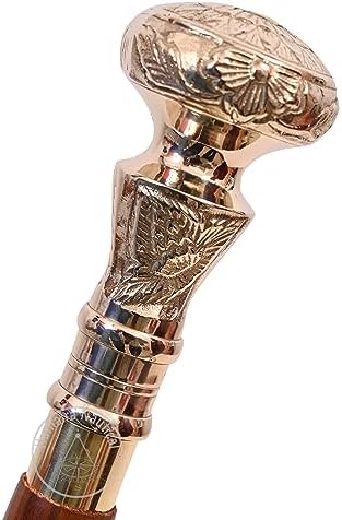 Victorian Brass Handle Walking Stick with Telescope Fold Design