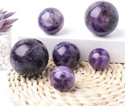 Large Amethyst Deep Purple Quartz Crystal Ball with Wooden Stand