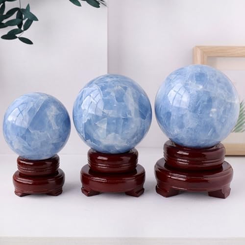 Natural Celestite Crystal Ball with Stand for Healing and Fengshui