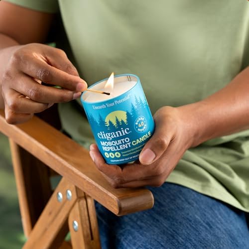 Cliganic Mosquito Repellent Candle 9oz Citronella Essential Oil Burn 40 Hours
