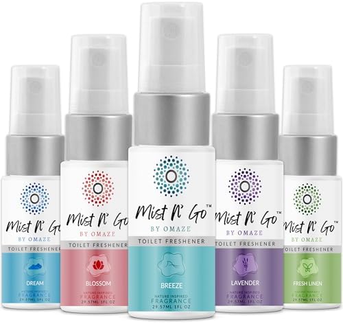 Mist N Go Travel Toilet Spray Air Freshener 1oz x5